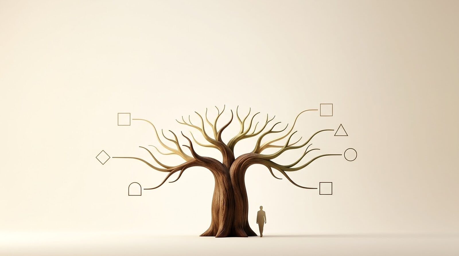 Arbre stylisé évoquant un baobab, symbole des formations et accompagnements de Mireille Tano-Fram